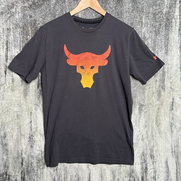 Under Armour Other - Under Armour Heatgear T Shirt Mens M Gray Cotton Loose Fit Project Rock Logo